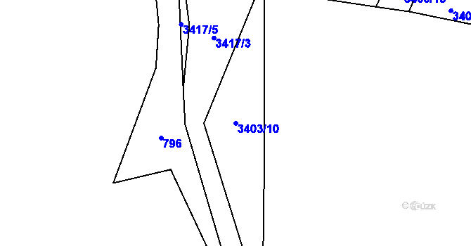Parcela st. 3403/10 v KÚ Třešť, Katastrální mapa
