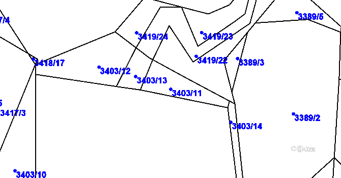 Parcela st. 3403/11 v KÚ Třešť, Katastrální mapa