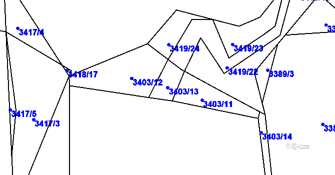 Parcela st. 3403/13 v KÚ Třešť, Katastrální mapa