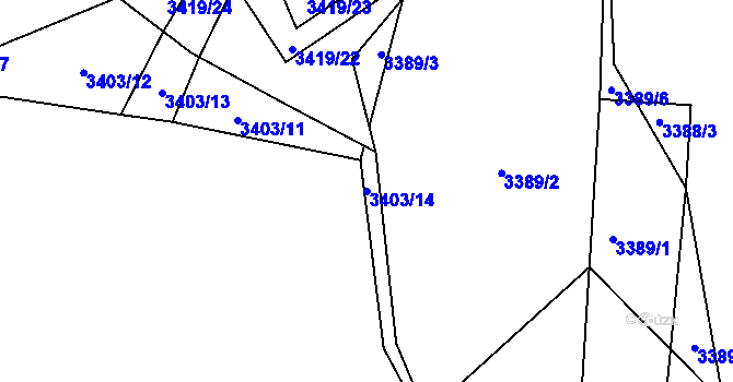Parcela st. 3403/14 v KÚ Třešť, Katastrální mapa