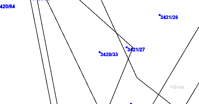 Parcela st. 3420/33 v KÚ Třešť, Katastrální mapa