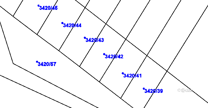 Parcela st. 3420/42 v KÚ Třešť, Katastrální mapa