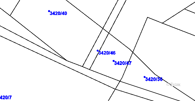 Parcela st. 3420/46 v KÚ Třešť, Katastrální mapa
