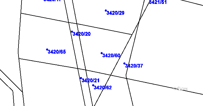 Parcela st. 3420/60 v KÚ Třešť, Katastrální mapa