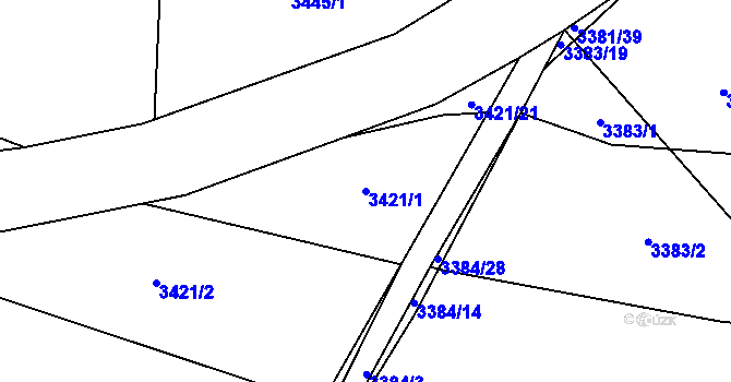 Parcela st. 3421/1 v KÚ Třešť, Katastrální mapa