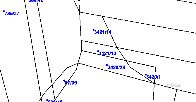 Parcela st. 3421/13 v KÚ Třešť, Katastrální mapa