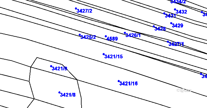Parcela st. 3421/15 v KÚ Třešť, Katastrální mapa