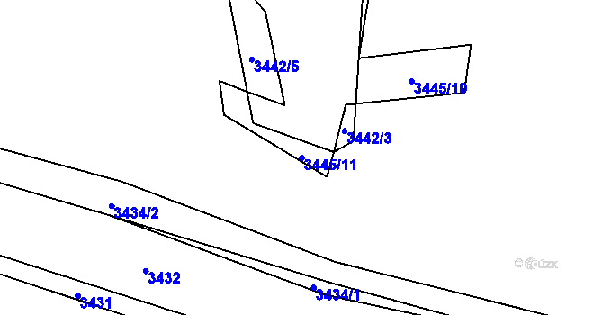 Parcela st. 3445/11 v KÚ Třešť, Katastrální mapa