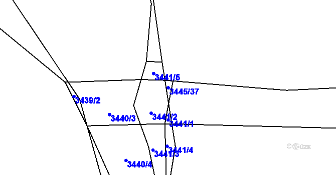 Parcela st. 3445/37 v KÚ Třešť, Katastrální mapa
