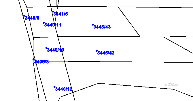 Parcela st. 3445/42 v KÚ Třešť, Katastrální mapa
