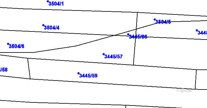Parcela st. 3445/57 v KÚ Třešť, Katastrální mapa