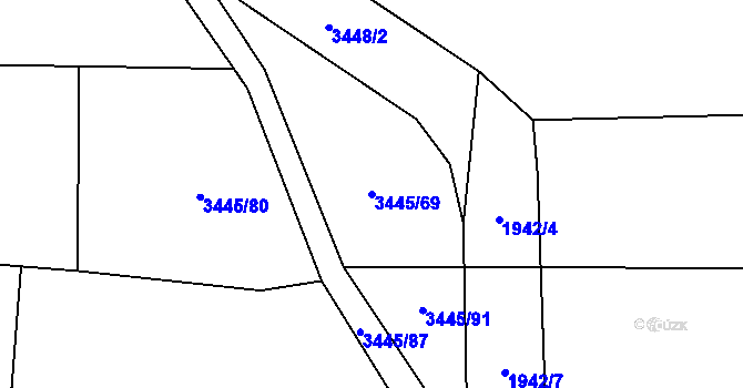 Parcela st. 3445/69 v KÚ Třešť, Katastrální mapa