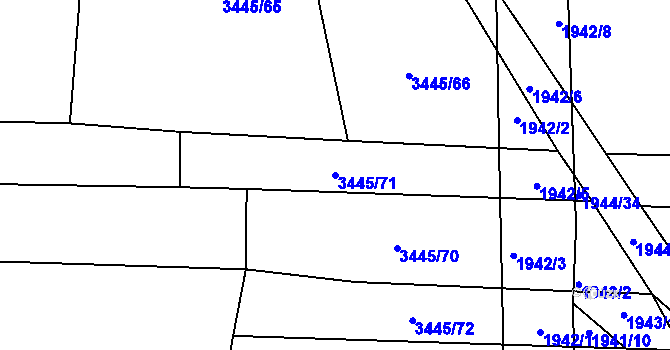 Parcela st. 3445/71 v KÚ Třešť, Katastrální mapa