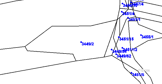 Parcela st. 3449/2 v KÚ Třešť, Katastrální mapa