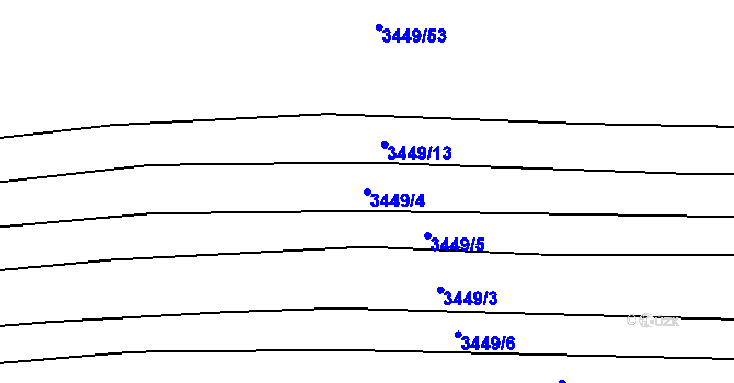 Parcela st. 3449/4 v KÚ Třešť, Katastrální mapa