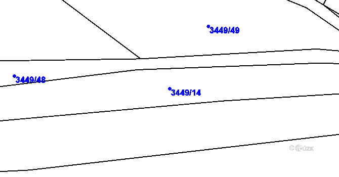 Parcela st. 3449/14 v KÚ Třešť, Katastrální mapa