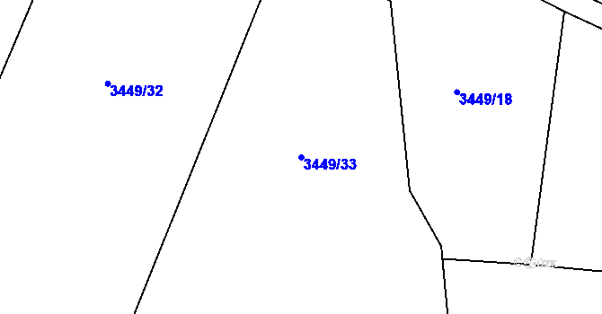 Parcela st. 3449/33 v KÚ Třešť, Katastrální mapa