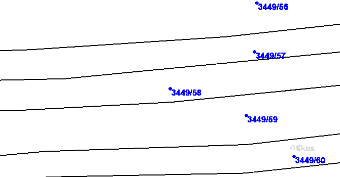 Parcela st. 3449/58 v KÚ Třešť, Katastrální mapa