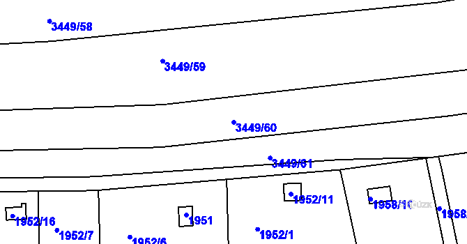 Parcela st. 3449/60 v KÚ Třešť, Katastrální mapa