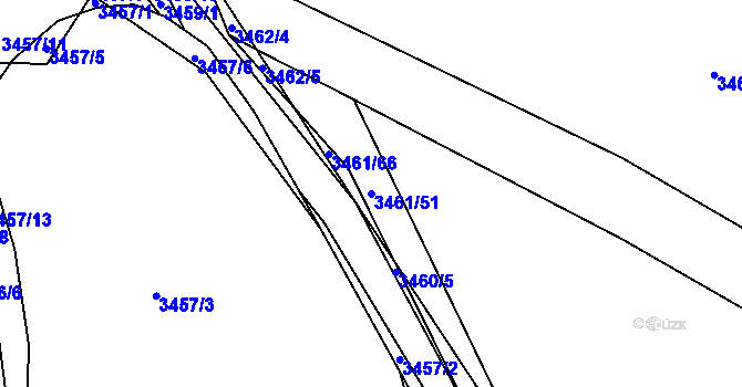Parcela st. 3461/51 v KÚ Třešť, Katastrální mapa