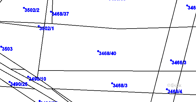 Parcela st. 3468/40 v KÚ Třešť, Katastrální mapa