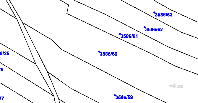 Parcela st. 3586/60 v KÚ Třešť, Katastrální mapa