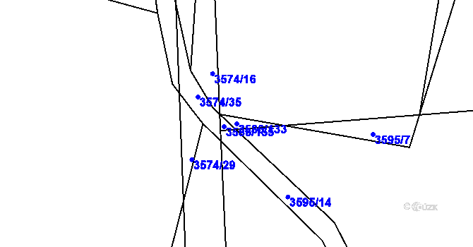 Parcela st. 3586/133 v KÚ Třešť, Katastrální mapa