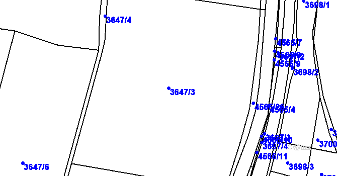 Parcela st. 3647/3 v KÚ Třešť, Katastrální mapa