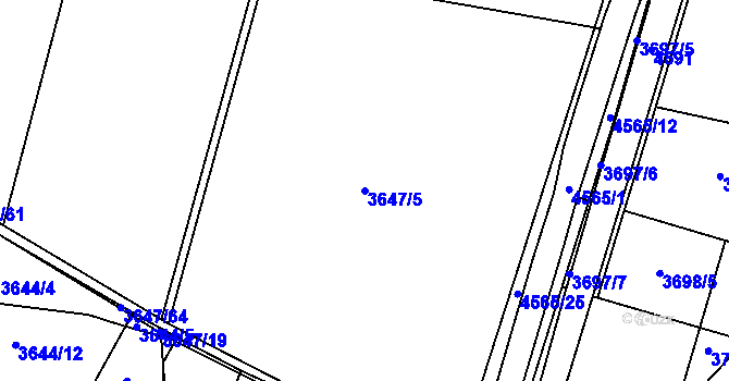 Parcela st. 3647/5 v KÚ Třešť, Katastrální mapa
