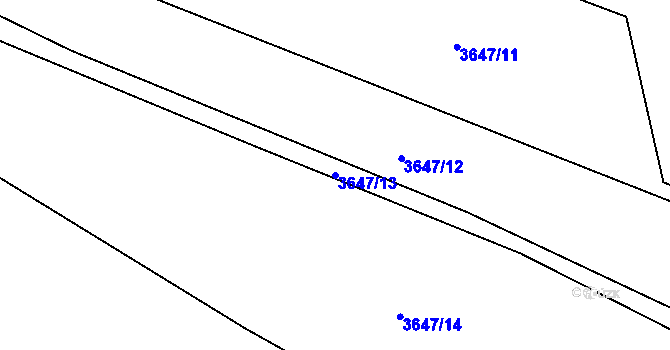Parcela st. 3647/13 v KÚ Třešť, Katastrální mapa