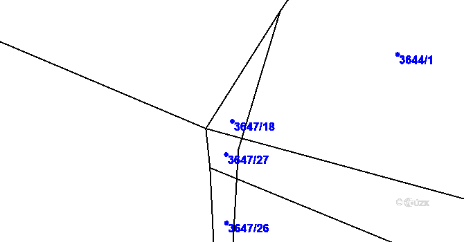 Parcela st. 3647/18 v KÚ Třešť, Katastrální mapa