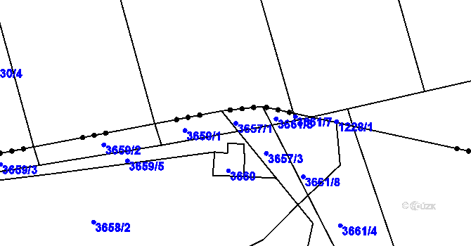 Parcela st. 3657/1 v KÚ Třešť, Katastrální mapa