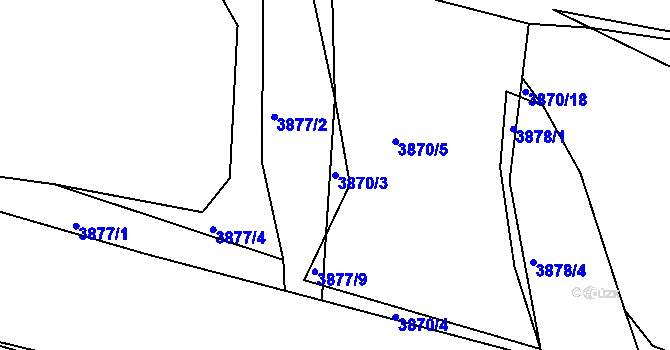 Parcela st. 3870/3 v KÚ Třešť, Katastrální mapa