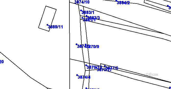 Parcela st. 3870/9 v KÚ Třešť, Katastrální mapa