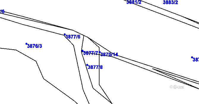 Parcela st. 3870/14 v KÚ Třešť, Katastrální mapa