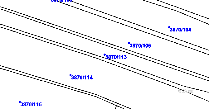 Parcela st. 3870/113 v KÚ Třešť, Katastrální mapa