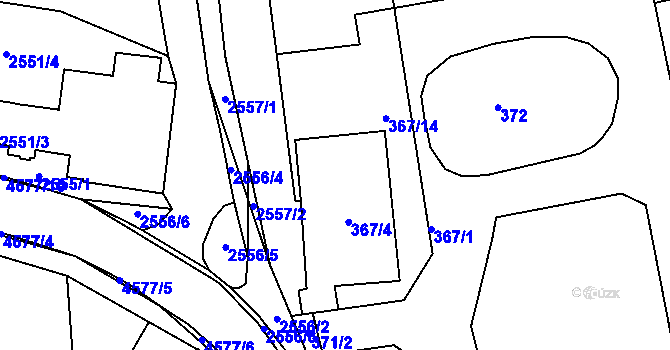 Parcela st. 367/10 v KÚ Třešť, Katastrální mapa
