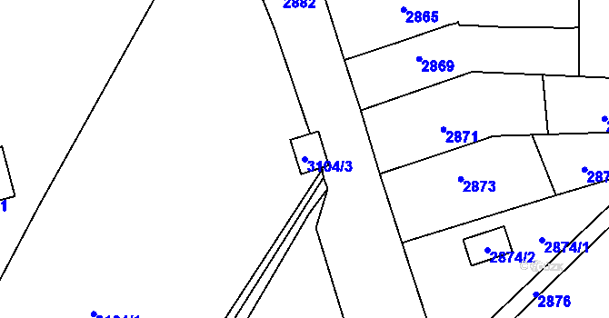 Parcela st. 3104/3 v KÚ Třešť, Katastrální mapa