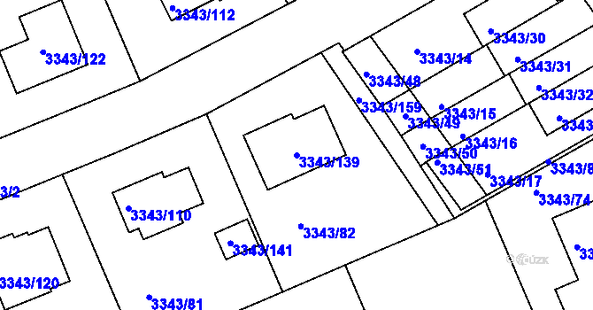 Parcela st. 3343/139 v KÚ Třešť, Katastrální mapa