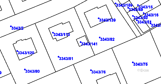 Parcela st. 3343/141 v KÚ Třešť, Katastrální mapa