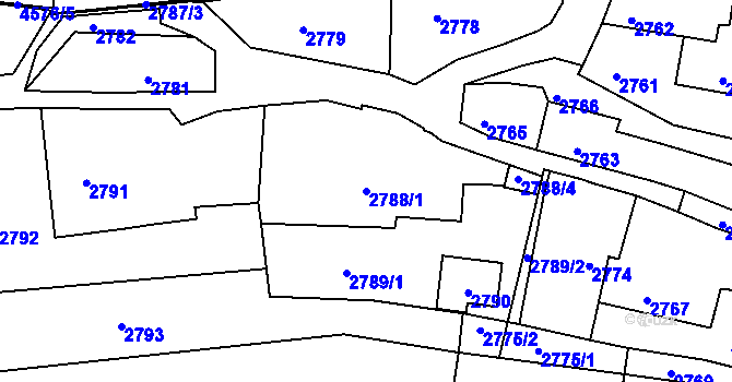 Parcela st. 2788/1 v KÚ Třešť, Katastrální mapa