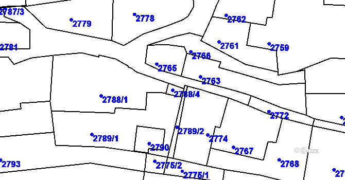 Parcela st. 2788/4 v KÚ Třešť, Katastrální mapa
