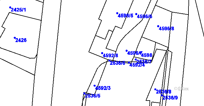 Parcela st. 4592/8 v KÚ Třešť, Katastrální mapa