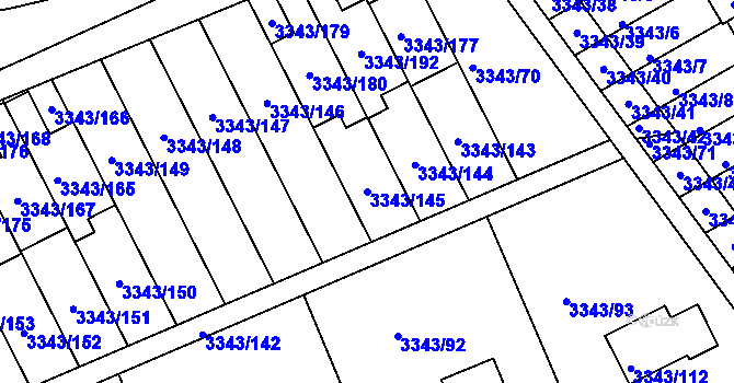 Parcela st. 3343/145 v KÚ Třešť, Katastrální mapa