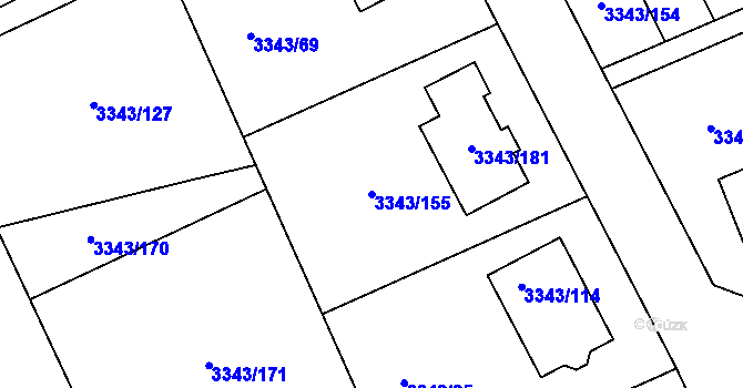 Parcela st. 3343/155 v KÚ Třešť, Katastrální mapa