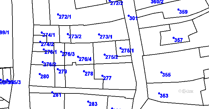 Parcela st. 275/2 v KÚ Třešť, Katastrální mapa