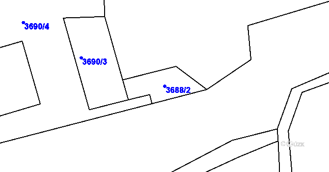 Parcela st. 3688/2 v KÚ Třešť, Katastrální mapa