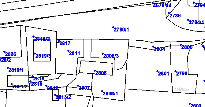 Parcela st. 2806/3 v KÚ Třešť, Katastrální mapa