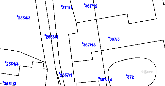 Parcela st. 367/13 v KÚ Třešť, Katastrální mapa