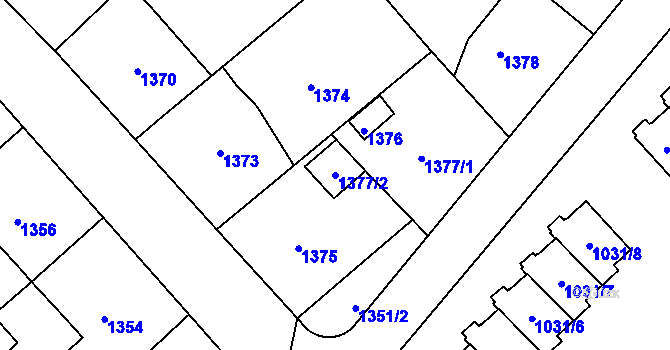 Parcela st. 1377/2 v KÚ Třešť, Katastrální mapa